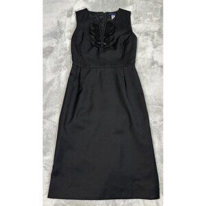 J Crew Dress Womens 2 Black Sheath Wool Sleeveless Career Office Satin P…‎